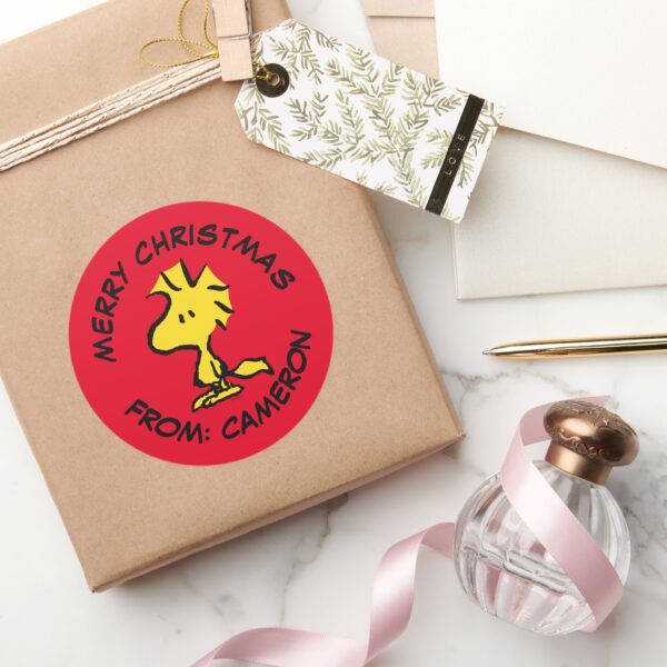 Peanuts___Woodstock___Merry_Christmas_Classic_Round_Sticker_5 Peanuts Woodstock Merry Christmas Classic Round Sticker