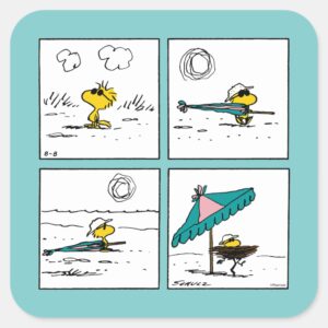 Peanuts Woodstock At The Beach Square Sticker
