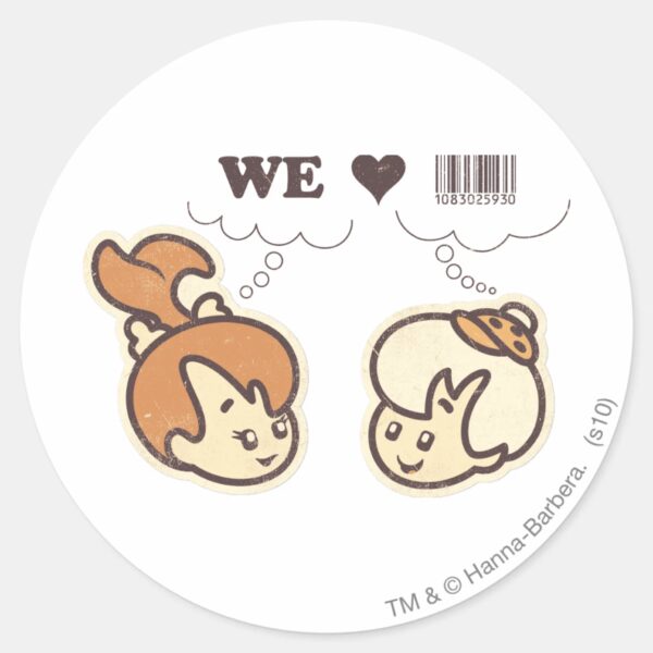 Pebbles_and_Bam_Bam_We_Love_Classic_Round_Sticker_1 Pebbles And Bam Bam We Love Classic Round Sticker