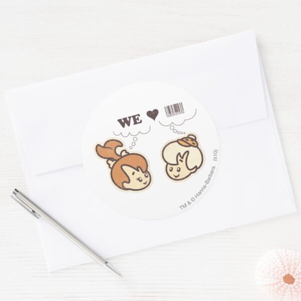 Pebbles_and_Bam_Bam_We_Love_Classic_Round_Sticker_3 Pebbles And Bam Bam We Love Classic Round Sticker