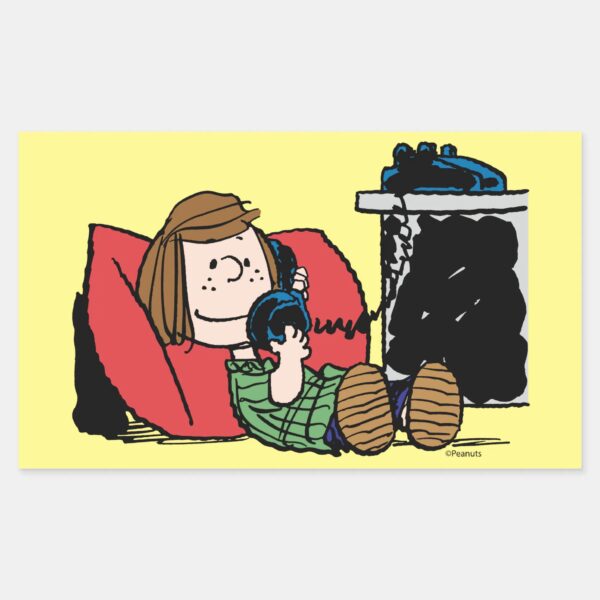 Peppermint_Patty_on_the_Phone_Rectangular_Sticker_1 Peppermint Patty On The Phone Rectangular Sticker