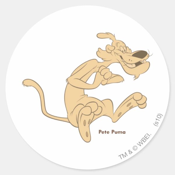 Pete_Puma_Excited_Classic_Round_Sticker_1 Pete Puma Excited Classic Round Sticker