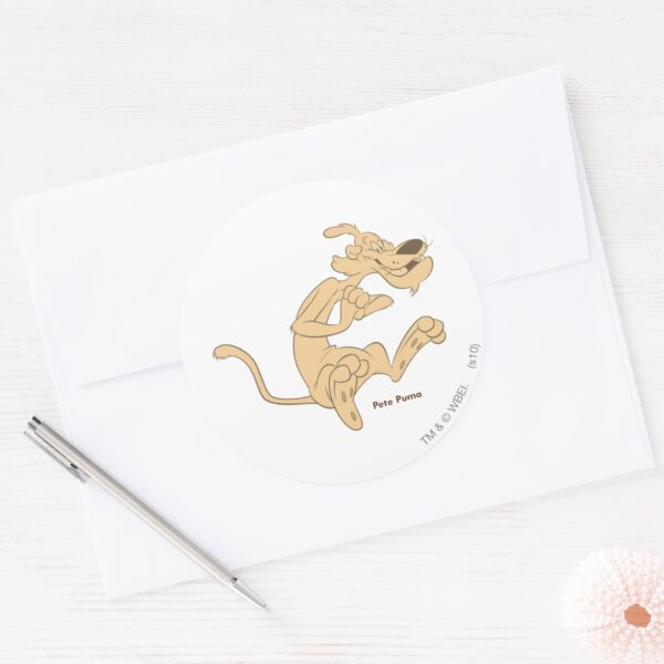 Pete_Puma_Excited_Classic_Round_Sticker_3 Pete Puma Excited Classic Round Sticker