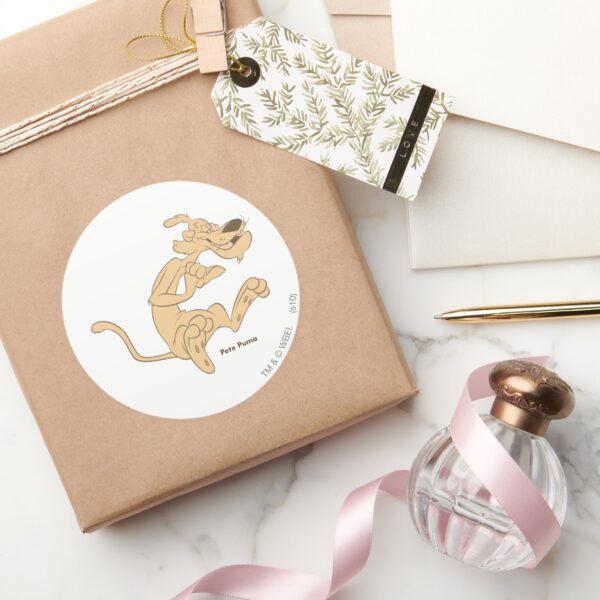 Pete_Puma_Excited_Classic_Round_Sticker_5 Pete Puma Excited Classic Round Sticker