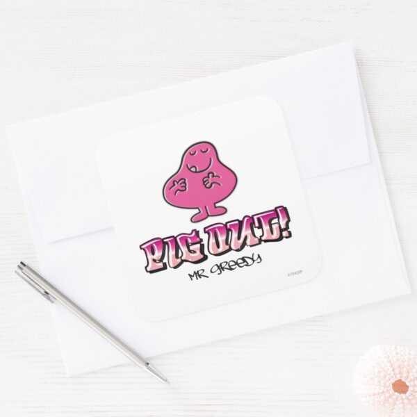 Pig_Out!_Square_Sticker_3 Pig Out Square Sticker