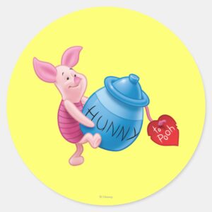 Piglet And Hunny Pot Classic Round Sticker
