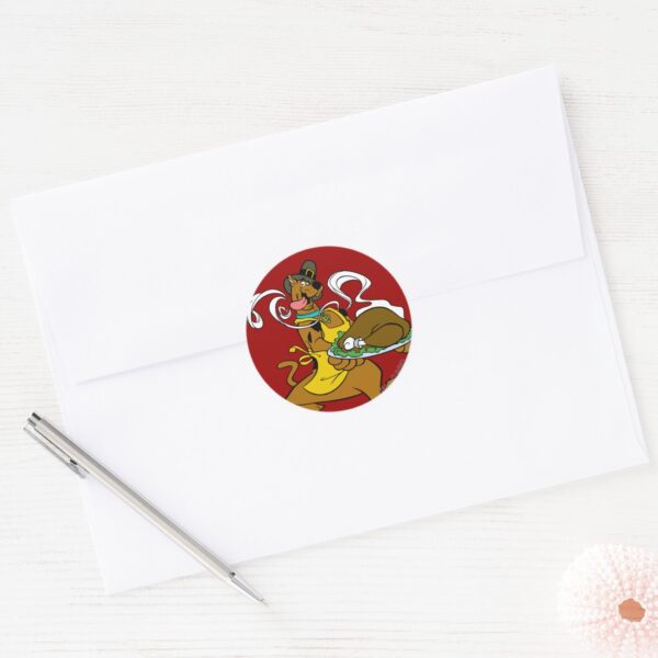 Pilgrim_Scooby-Doo_With_Turkey_Classic_Round_Sticker_3 Pilgrim Scooby Doo With Turkey Classic Round Sticker