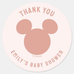 Pink Minnie Mouse Confetti Baby Shower Classic Round Sticker