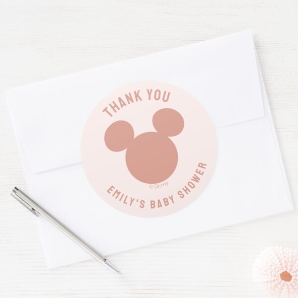 Pink_Minnie_Mouse_Confetti_Baby_Shower_Classic_Round_Sticker_4 Pink Minnie Mouse Confetti Baby Shower Classic Round Sticker