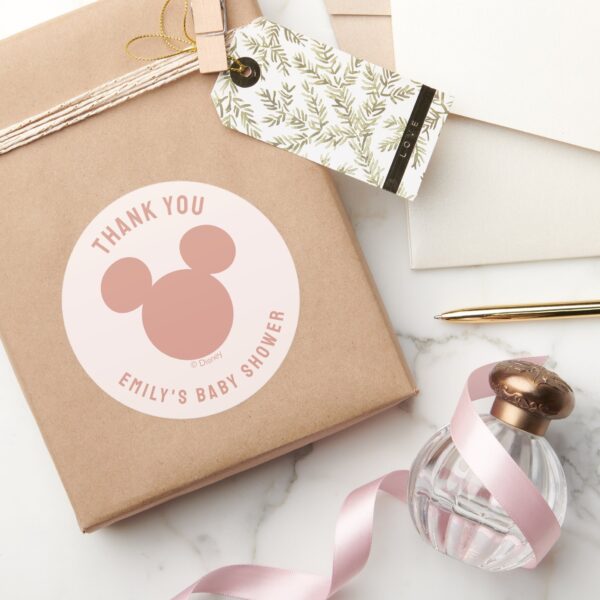 Pink_Minnie_Mouse_Confetti_Baby_Shower_Classic_Round_Sticker_6 Pink Minnie Mouse Confetti Baby Shower Classic Round Sticker