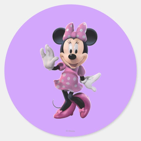 Pink_Minnie___Cute_Pose_Classic_Round_Sticker_1 Pink Minnie Cute Pose Classic Round Sticker