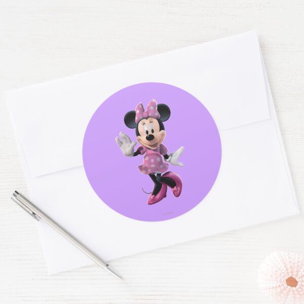 Pink_Minnie___Cute_Pose_Classic_Round_Sticker_3 Pink Minnie Cute Pose Classic Round Sticker