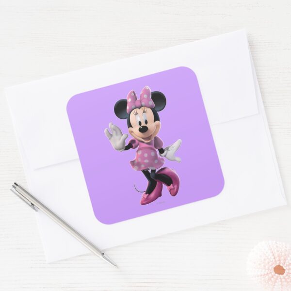 Pink_Minnie___Cute_Pose_Square_Sticker_3 Pink Minnie Cute Pose Square Sticker