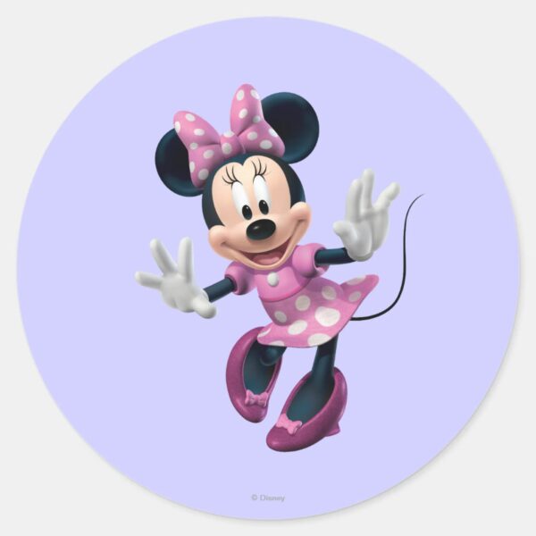 Pink_Minnie___Hands_Out_Classic_Round_Sticker_1 Pink Minnie Hands Out Classic Round Sticker