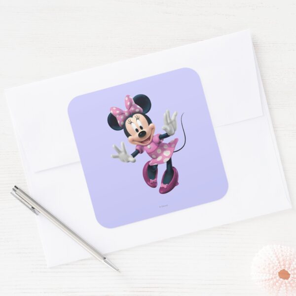 Pink_Minnie___Hands_Out_Square_Sticker_3 Pink Minnie Hands Out Square Sticker