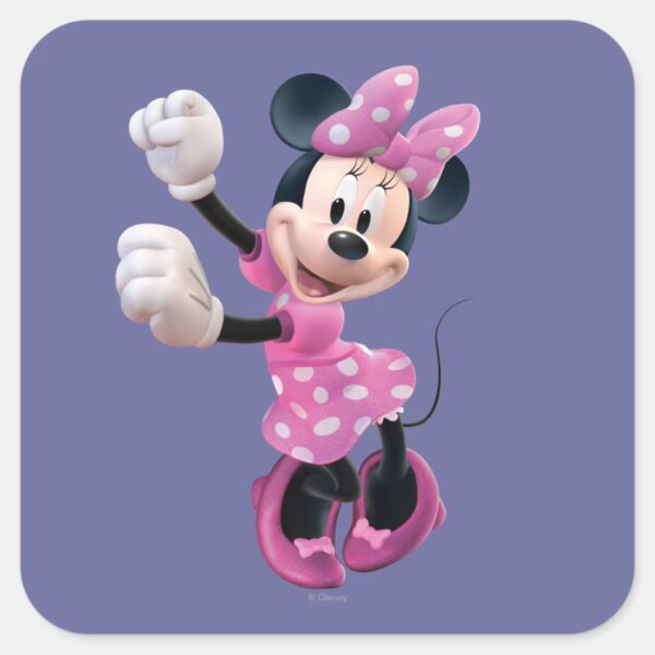 Pink_Minnie___Hands_Up_and_Dancing_Square_Sticker_1 Pink Minnie Hands Up And Dancing Square Sticker