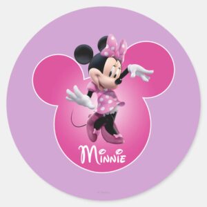 Pink_Minnie___Mickey_Head_Icon_Classic_Round_Sticker_1 Pink Minnie Mickey Head Icon Classic Round Sticker