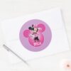 Pink Minnie Mickey Head Icon Classic Round Sticker