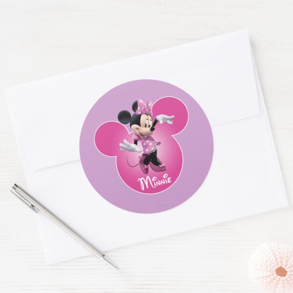 Pink_Minnie___Mickey_Head_Icon_Classic_Round_Sticker_3 Pink Minnie Mickey Head Icon Classic Round Sticker