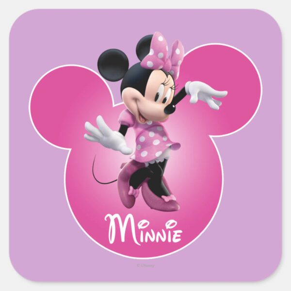 Pink_Minnie___Mickey_Head_Icon_Square_Sticker_1 Pink Minnie Mickey Head Icon Square Sticker