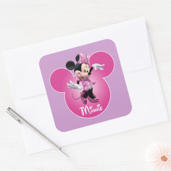 Pink_Minnie___Mickey_Head_Icon_Square_Sticker_3 Pink Minnie Mickey Head Icon Square Sticker
