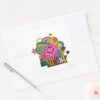 Pink Mr. Messy Colorful Swirls Stars Square Sticker