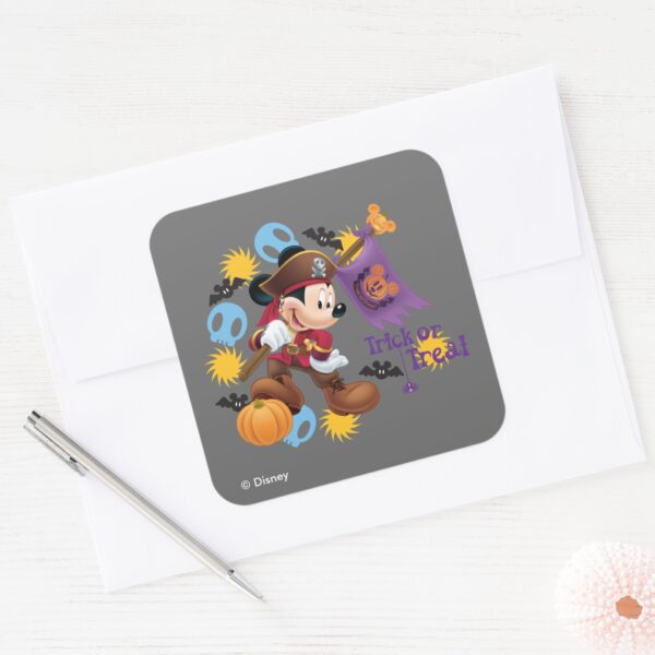 Pirate_Mickey_Mouse___Trick_or_Treat_Square_Sticker_3 Pirate Mickey Mouse Trick Or Treat Square Sticker
