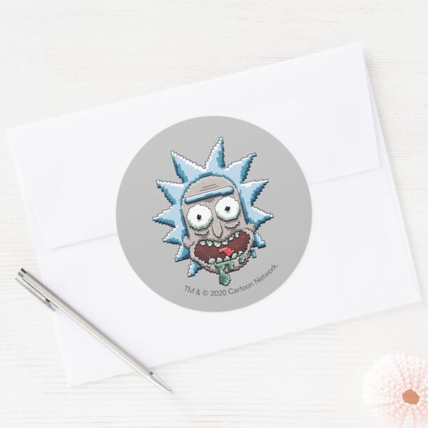 Pixelverse_Rick_Drooling_Head_Classic_Round_Sticker_3 Pixelverse Rick Drooling Head Classic Round Sticker
