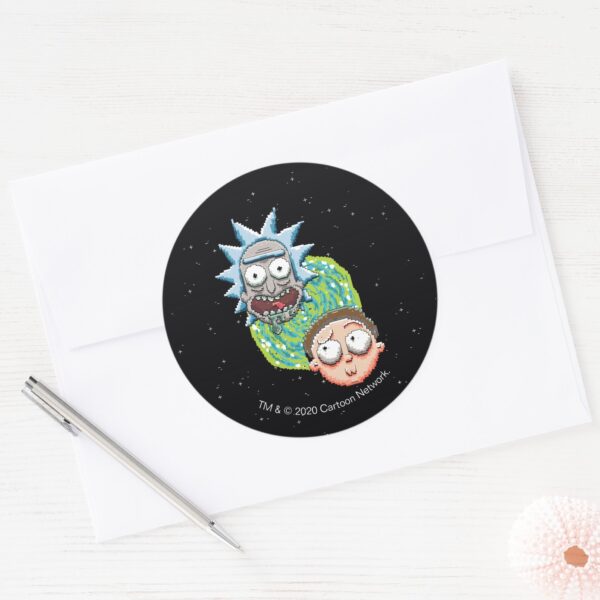 Pixelverse_Rick_and_Morty_Portal_Graphic_Classic_Round_Sticker_3 Pixelverse Rick And Morty Portal Graphic Classic Round Sticker