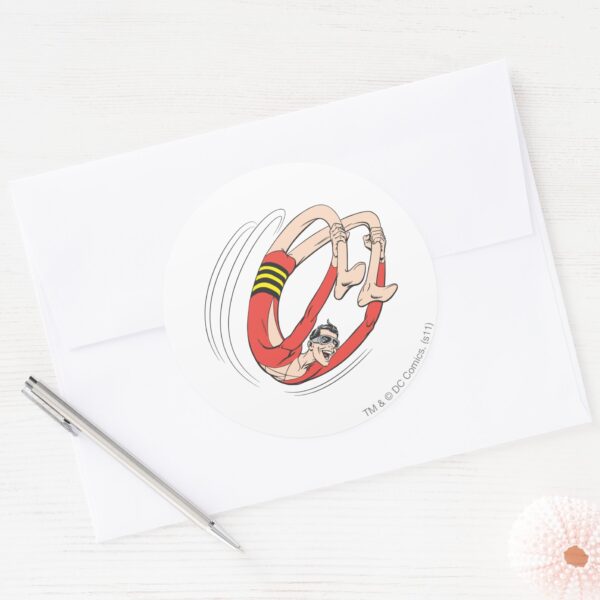 Plastic_Man_Backbend_Wheel_Classic_Round_Sticker_3 Plastic Man Backbend Wheel Classic Round Sticker