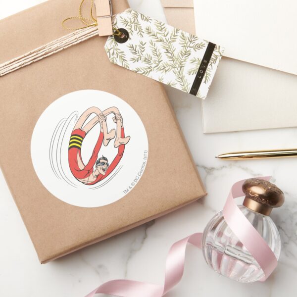 Plastic_Man_Backbend_Wheel_Classic_Round_Sticker_5 Plastic Man Backbend Wheel Classic Round Sticker