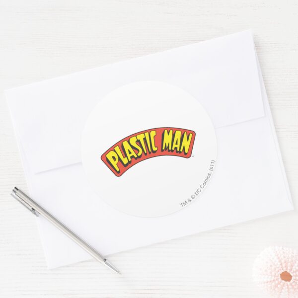 Plastic_Man_Logo_Classic_Round_Sticker_3 Plastic Man Logo Classic Round Sticker