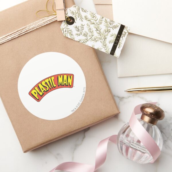 Plastic_Man_Logo_Classic_Round_Sticker_5 Plastic Man Logo Classic Round Sticker