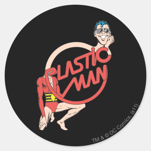 Plastic_Man_Rubberneck_Sign_Classic_Round_Sticker_1 Plastic Man Rubberneck Sign Classic Round Sticker