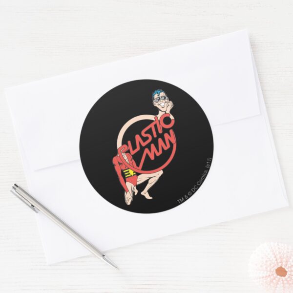 Plastic_Man_Rubberneck_Sign_Classic_Round_Sticker_3 Plastic Man Rubberneck Sign Classic Round Sticker