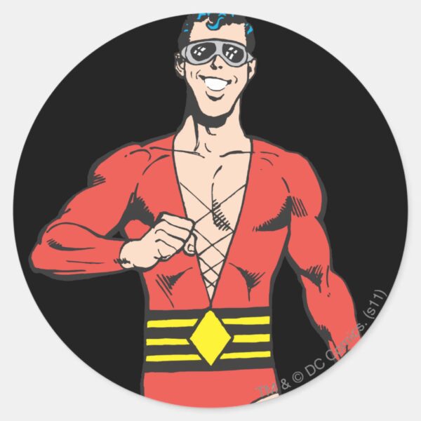 Plastic_Man_Stands_Classic_Round_Sticker_1 Plastic Man Stands Classic Round Sticker