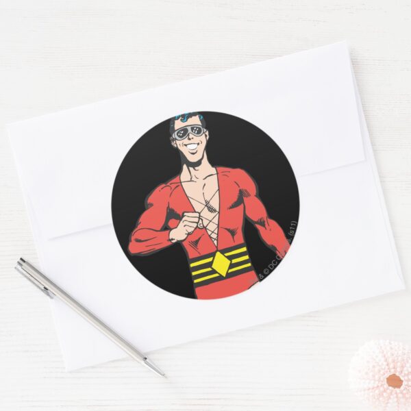 Plastic_Man_Stands_Classic_Round_Sticker_3 Plastic Man Stands Classic Round Sticker