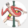 Plastic_Man_Wraps_Streetlamp_Classic_Round_Sticker_1 Plastic Man Wraps Streetlamp Classic Round Sticker