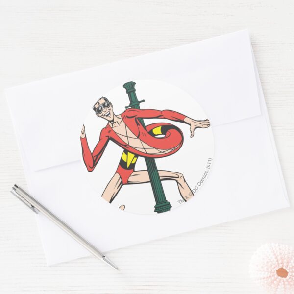 Plastic_Man_Wraps_Streetlamp_Classic_Round_Sticker_3 Plastic Man Wraps Streetlamp Classic Round Sticker