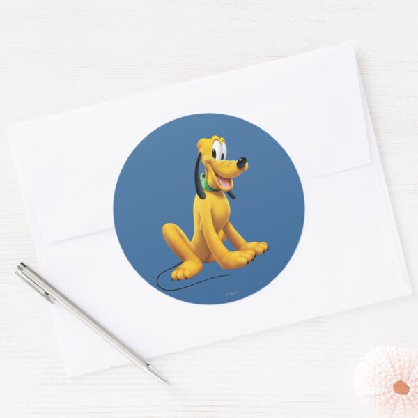 Pluto___Eyes_to_Side_Classic_Round_Sticker_3 Pluto Eyes To Side Classic Round Sticker