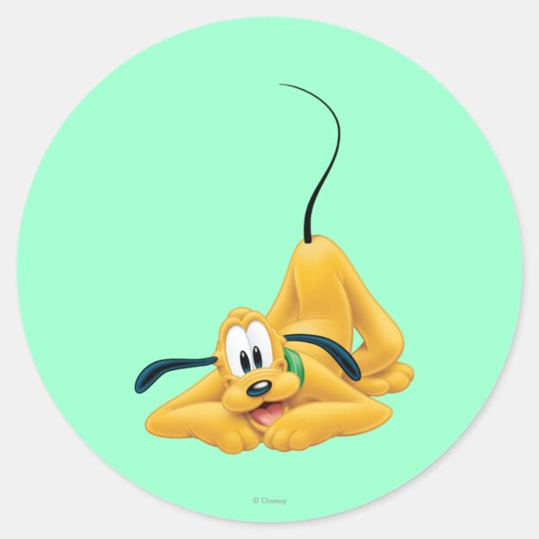 Pluto___Laying_Down_Classic_Round_Sticker_1 Pluto Laying Down Classic Round Sticker