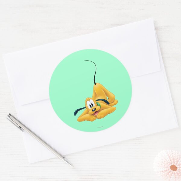 Pluto___Laying_Down_Classic_Round_Sticker_3 Pluto Laying Down Classic Round Sticker