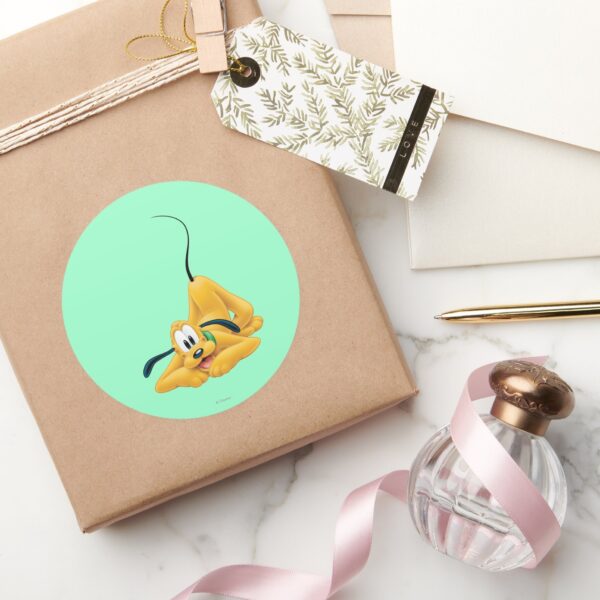 Pluto___Laying_Down_Classic_Round_Sticker_5 Pluto Laying Down Classic Round Sticker