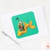 Pluto___Laying_with_Ear_Up_Square_Sticker_3 Pluto Laying With Ear Up Square Sticker
