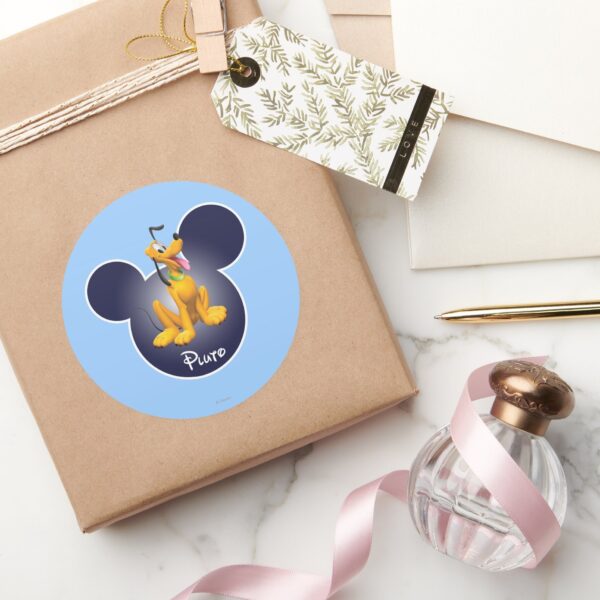 Pluto___Mickey_Head_Icon_Classic_Round_Sticker_5 Pluto Mickey Head Icon Classic Round Sticker