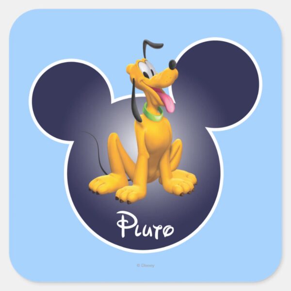 Pluto___Mickey_Head_Icon_Square_Sticker_1 Pluto Mickey Head Icon Square Sticker