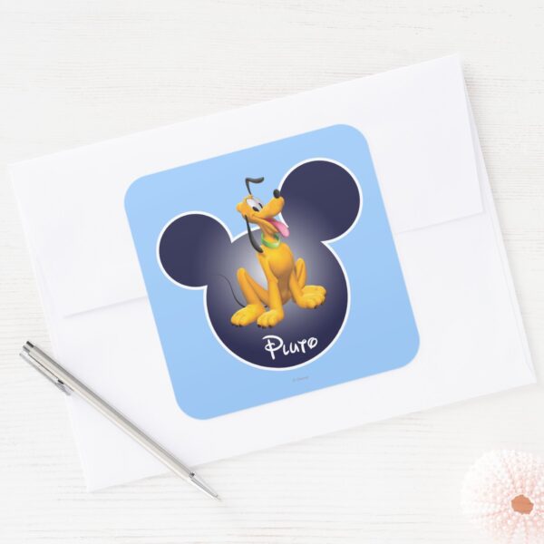 Pluto___Mickey_Head_Icon_Square_Sticker_3 Pluto Mickey Head Icon Square Sticker