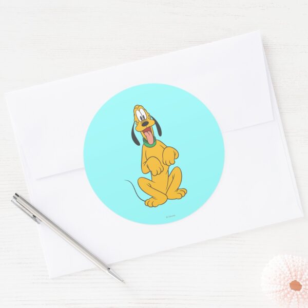 Pluto___Paws_Up_Classic_Round_Sticker_3 Pluto Paws Up Classic Round Sticker