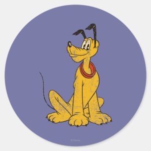 Pluto Vintage Distressed Classic Round Sticker