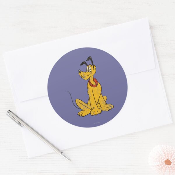 Pluto___Vintage_&_Distressed_Classic_Round_Sticker_3 Pluto Vintage Distressed Classic Round Sticker